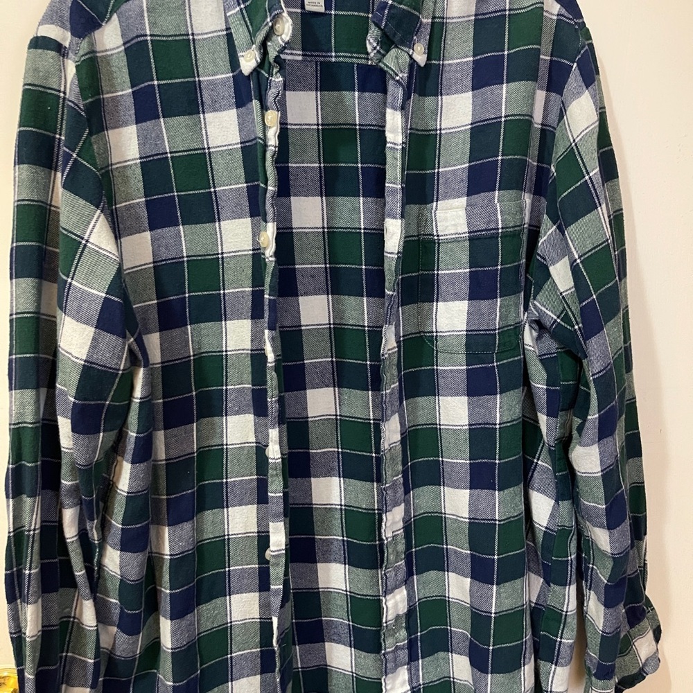Men's Green and Blue Plaid Shirt
